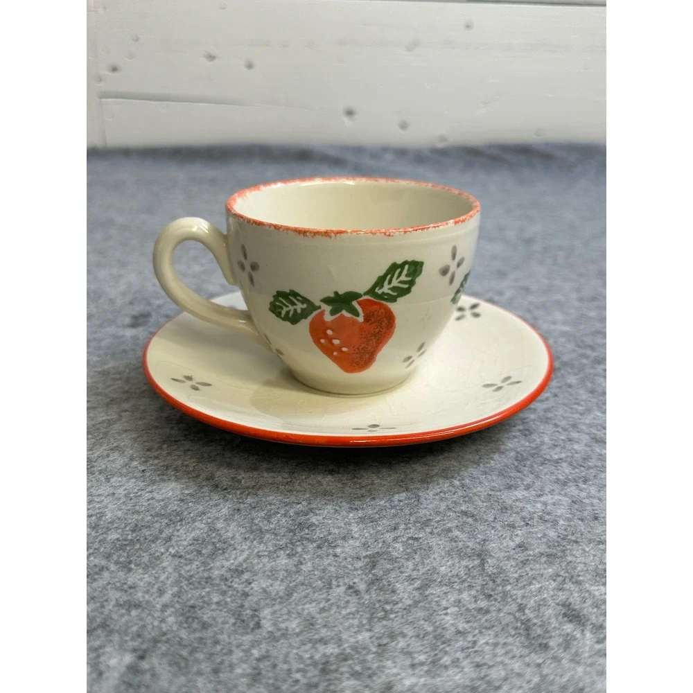 Laura Ashley Summer Fruits Tea Set Teapot Creamer Cups Saucers England Vintage